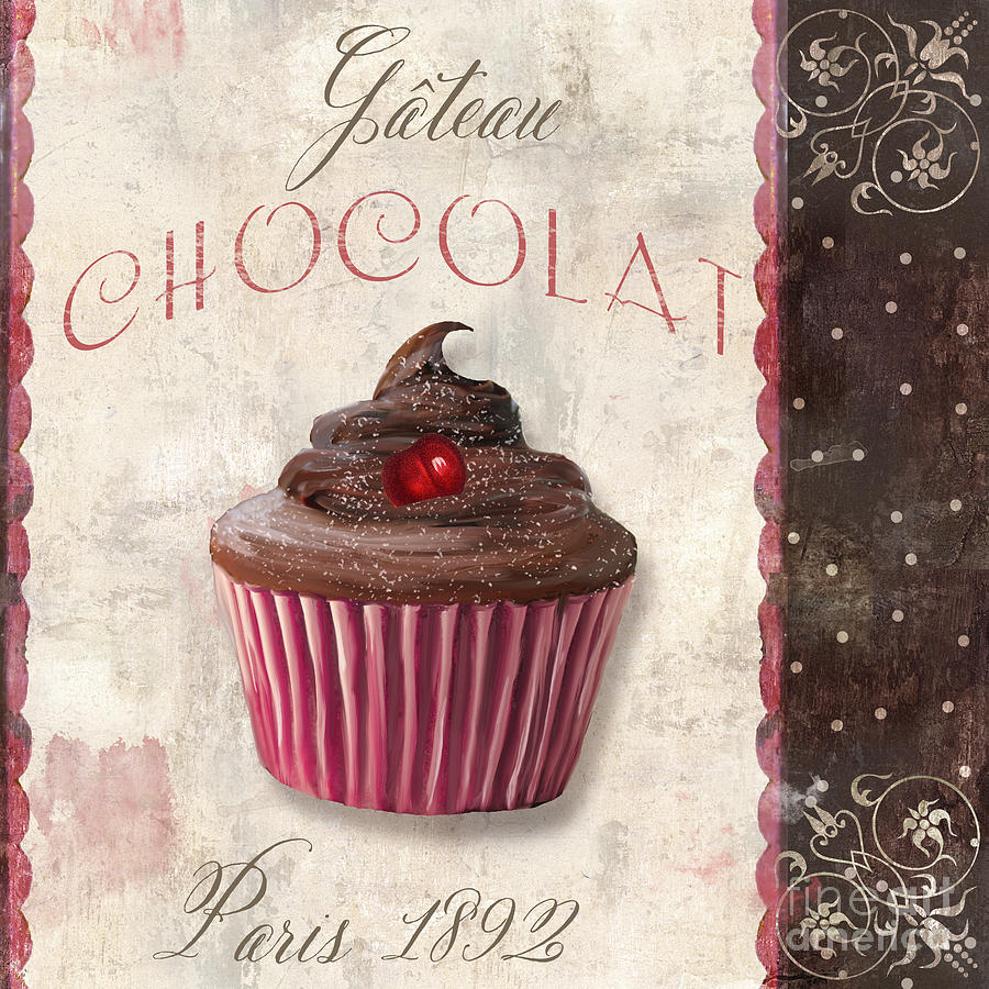 Patisserie Chocolate Cupcake Painting by Mindy Sommers