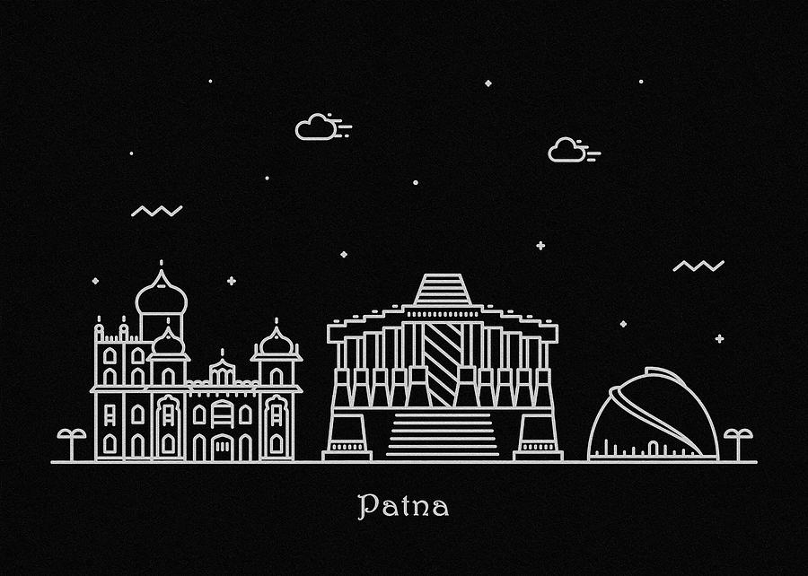 Patna Skyline Travel Poster Drawing by Inspirowl Design