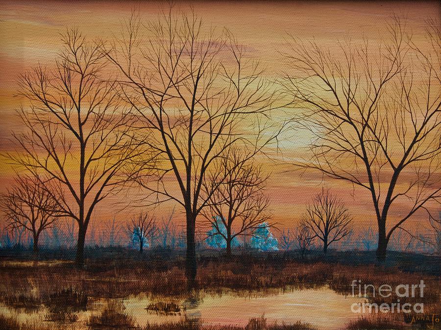 Patomac River Sunset Painting by AnnaJo Vahle