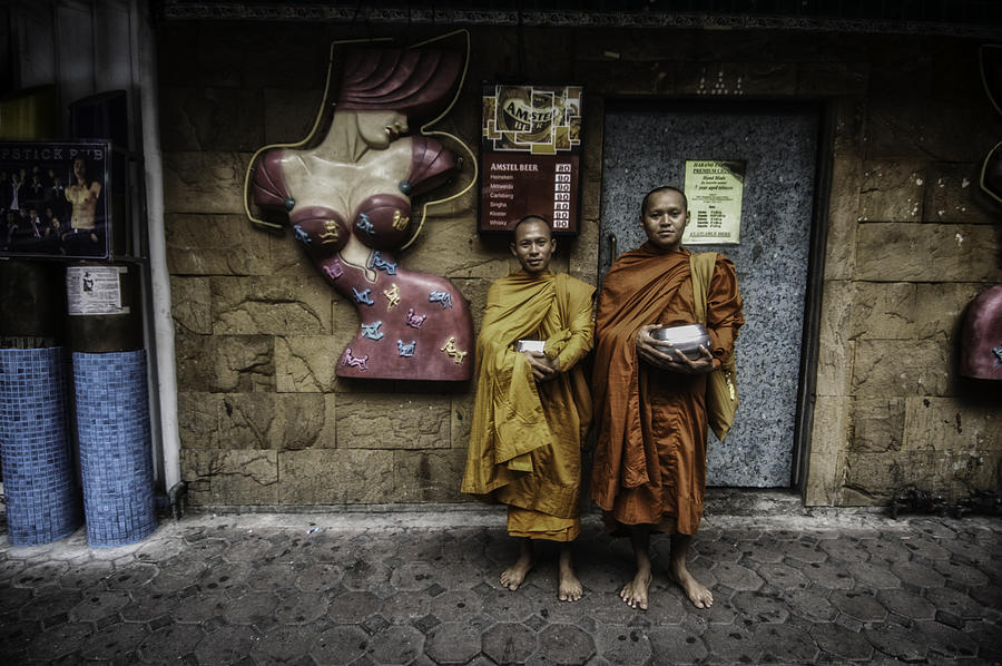 Buddhist Monk Photograph - Patpong Monks by David Longstreath