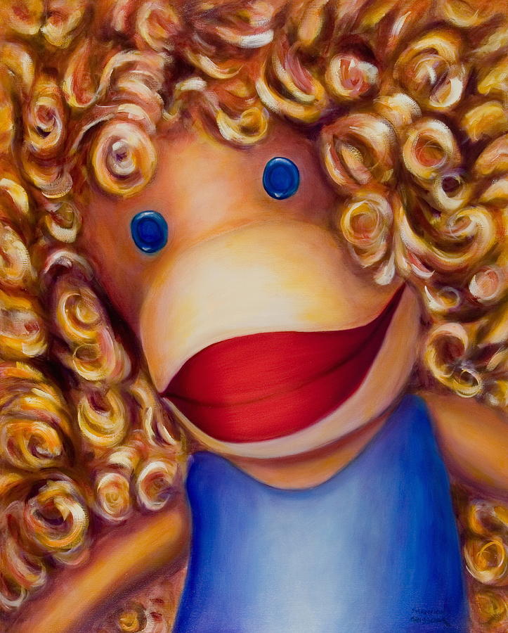 Patricia Sock Monkey Painting by Shannon Grissom