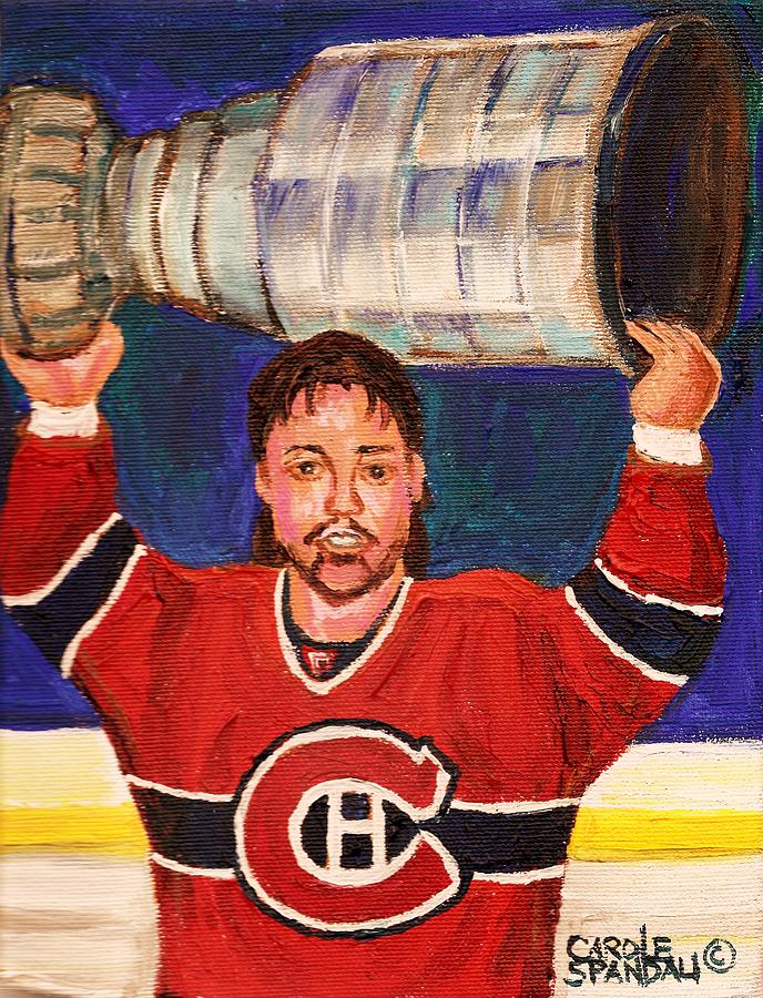 Patrick Roy Wins The Stanley Cup Painting by Carole Spandau