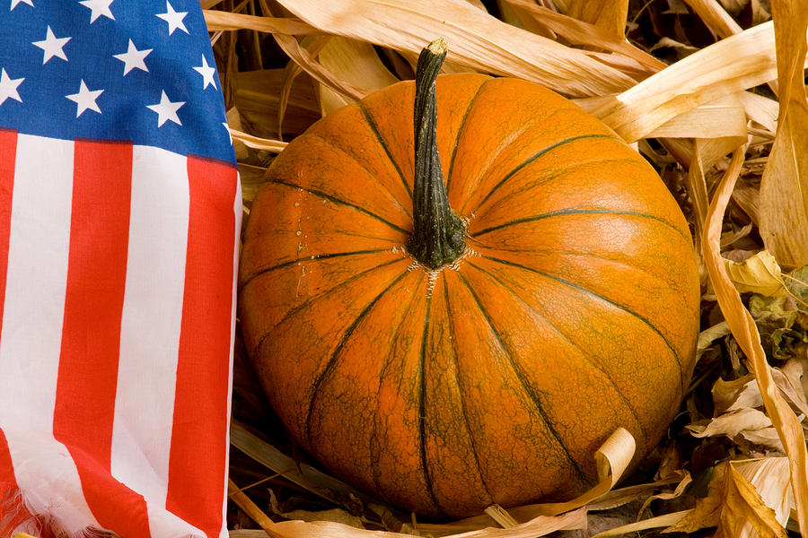 Patriotic American Pumpkin Photograph