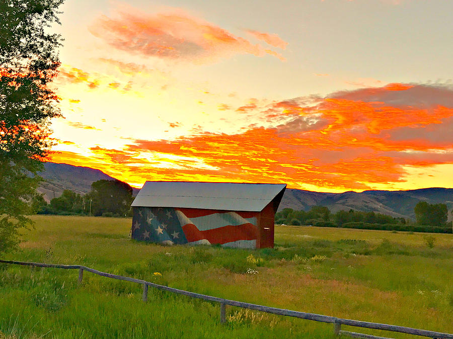 Patriotic Barn Digital Art by Sabrina Peart