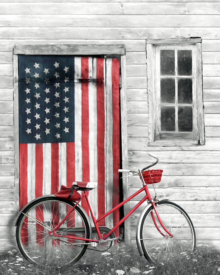 Barn Photograph - Patriotic Bicycle by Lori Deiter