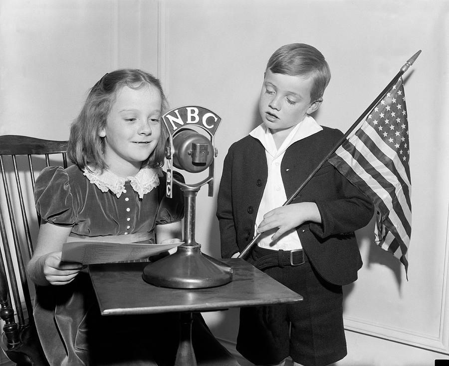 Vintage Photograph - Patriotic Broadcast by Harris & Ewing