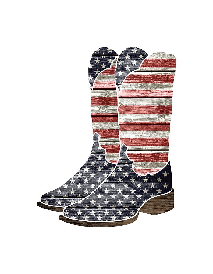 Patriotic Cowboy Boots Digital Art by Lisa Crisafi