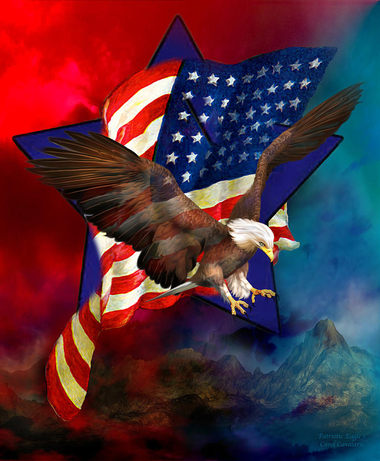 Patriotic Eagle 1 Mixed Media by Carol Cavalaris