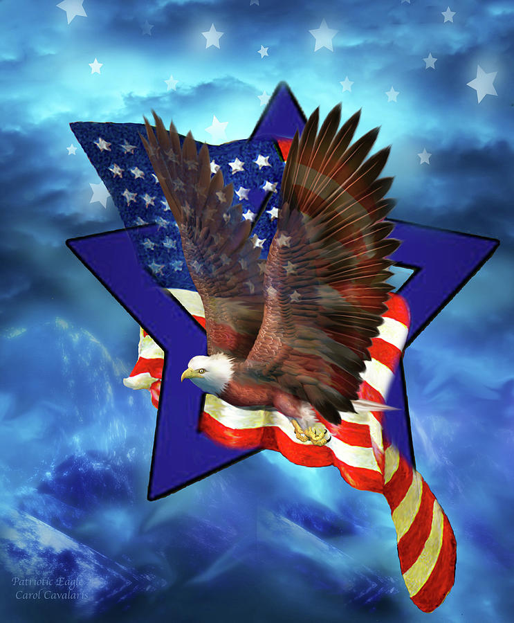 Patriotic Eagle 2 Mixed Media by Carol Cavalaris