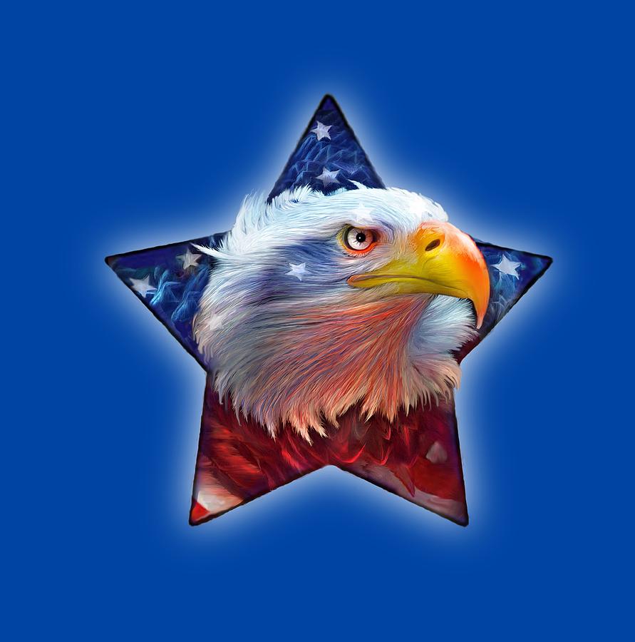Patriotic Eagle Star Mixed Media by Carol Cavalaris