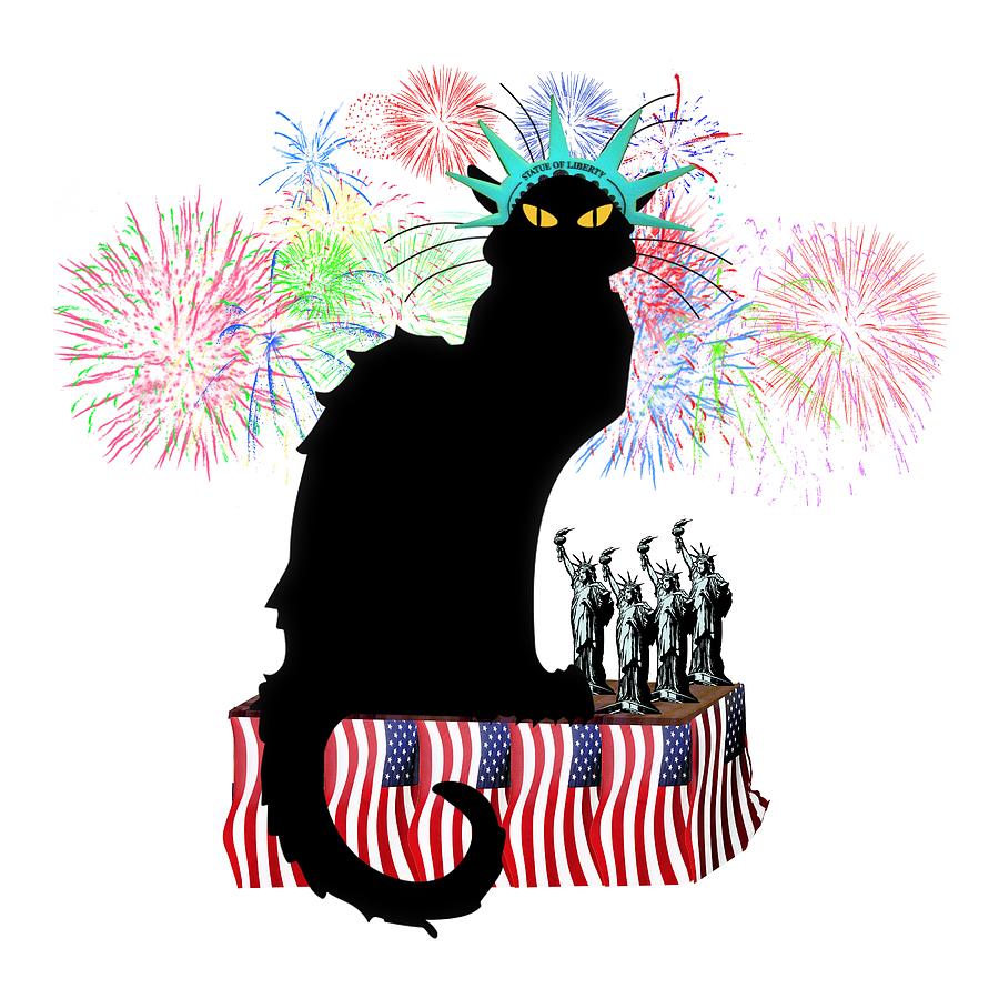 Independence Day Digital Art - Patriotic Le Chat Noir by Gravityx9 Designs