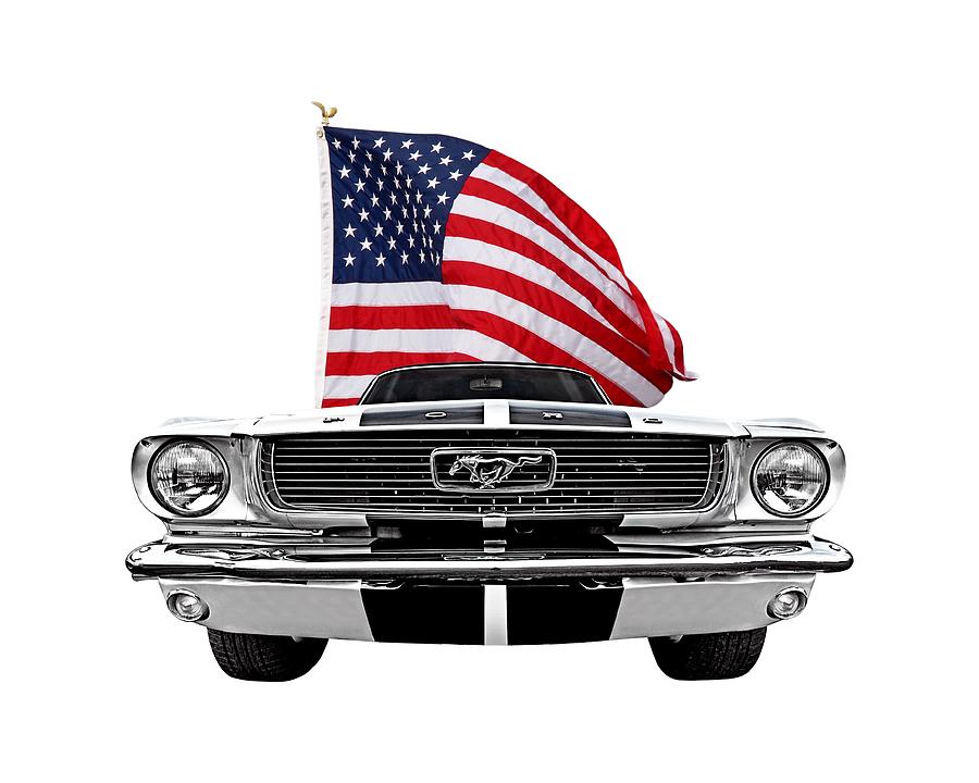 Patriotic Mustang on White Photograph by Gill Billington