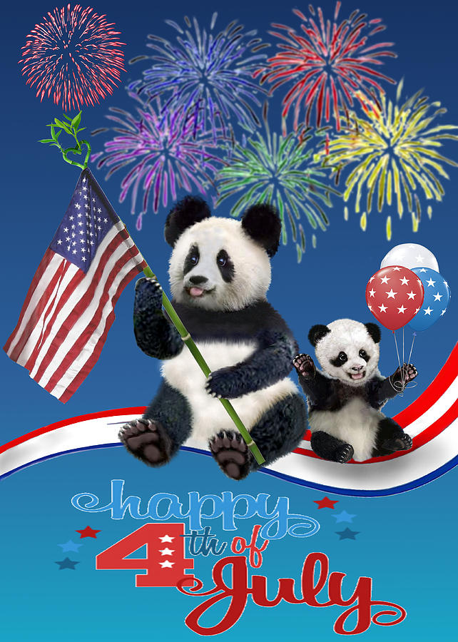 Patriotic Pandas Digital Art by Glenn Holbrook