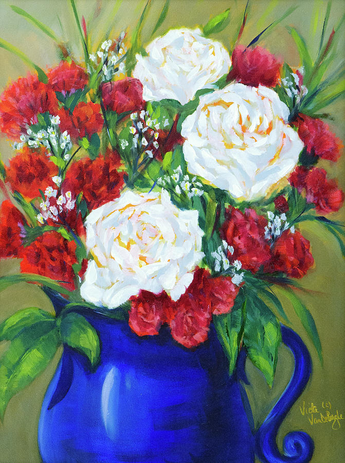 Rose Painting - Patriotic Posies by Vicki VanDeBerghe Rose Painting - Patriotic Posies by Vicki VanDeBerghe
