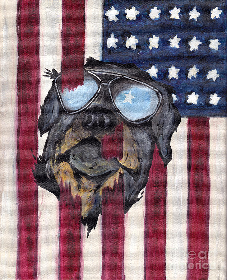 Patriotic Pup Painting by Robin Wiesneth