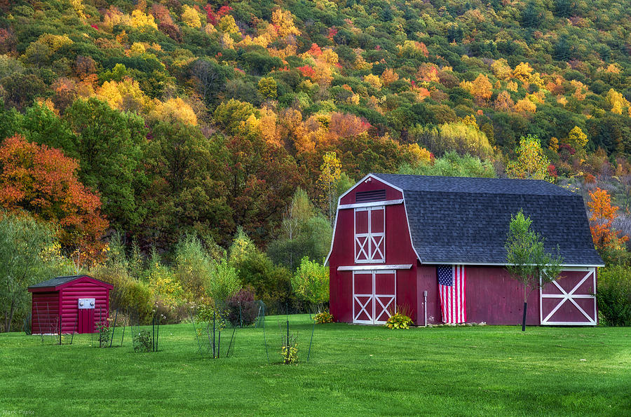 Barn Photograph - Patriotic Red Barn by Mark Papke