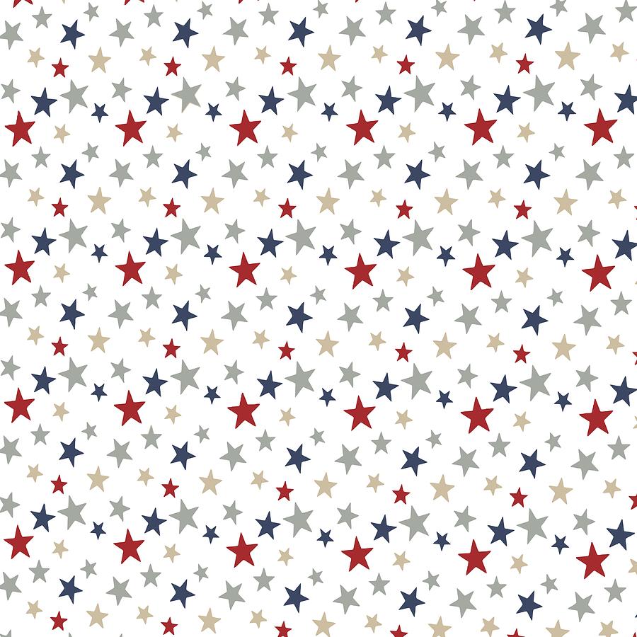 Patriotic Stars Red White Blue Repeating Pattern Vector Digital Art by Taiche Acrylic Art