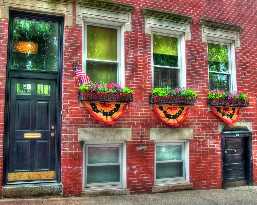 Patriotic Windows and Doorways - Boston North End Photograph by Joann Vitali