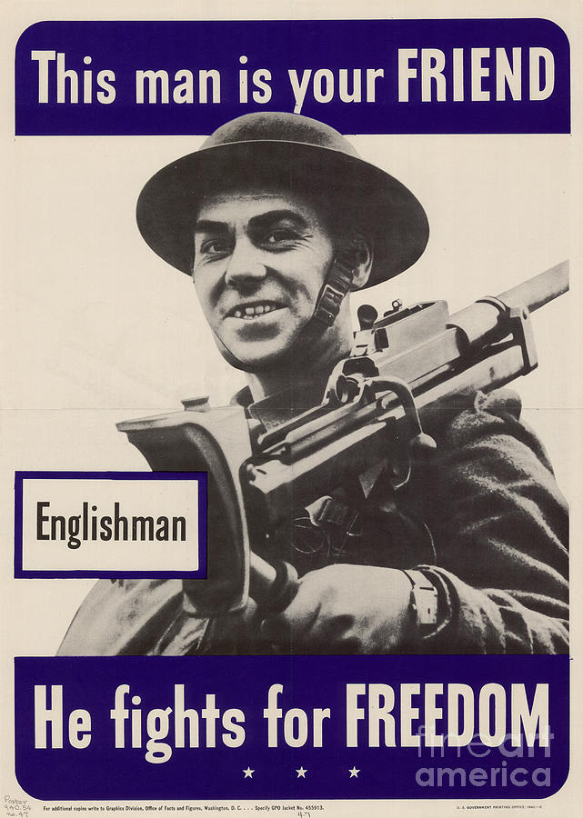 Patriotic World War 2 Poster Us Allies England Photograph