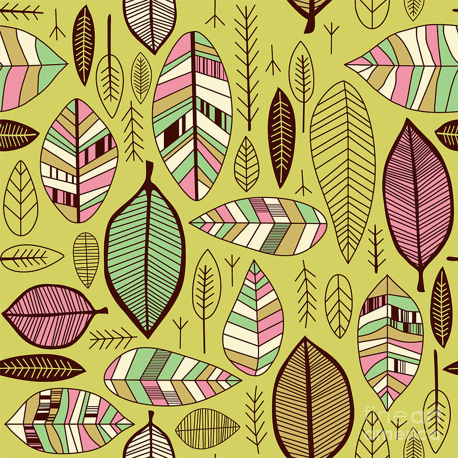 Nature Drawing - pattern 217_Leaves_03 by Alina Krysko