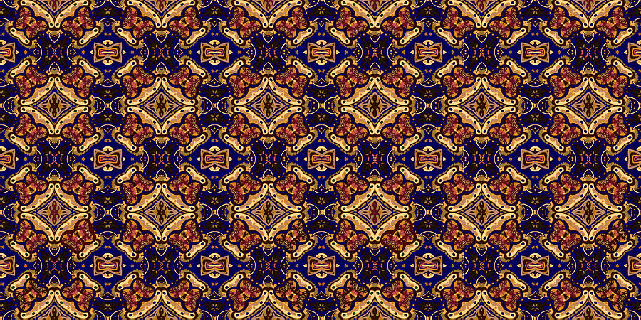 Pattern In Blue And Gold Digital Art