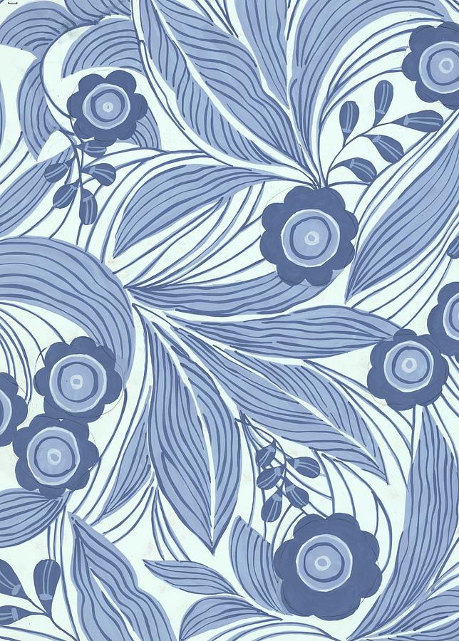Pattern Photograph - Pattern With Blue Leaves, Flowers by Gillham Studios