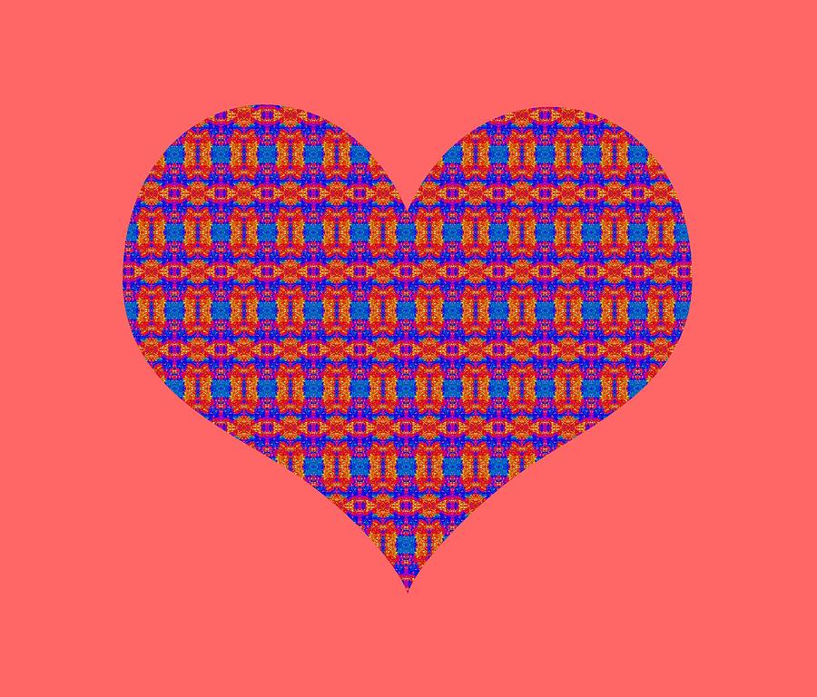 Valentines Day Digital Art - Patterned Art Heart in Blue and Red by Marian Bell