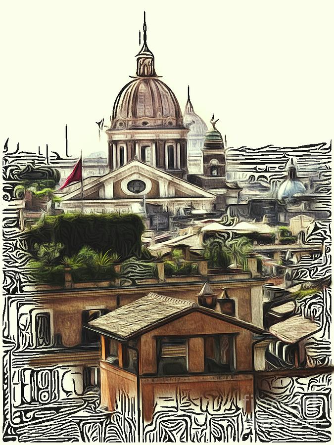 Patterns of Places - Rome Painting by Esoterica Art Agency
