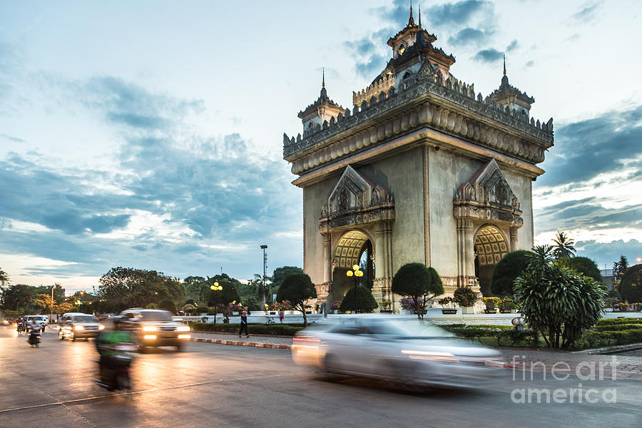 Architecture Photograph - Patuxay monument in Vientiane in Laos by Didier Marti