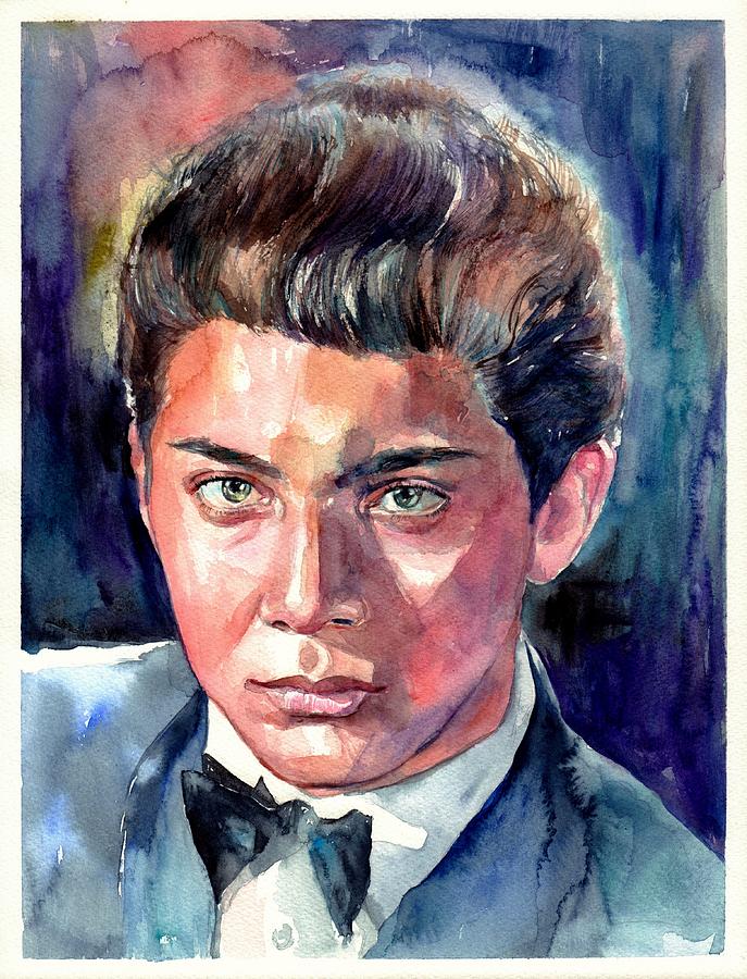 Music Painting - Paul Anka young portrait by Suzann Sines