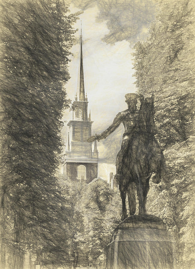 Boston Drawing - Paul Revere Rides Sketch by Thomas Logan