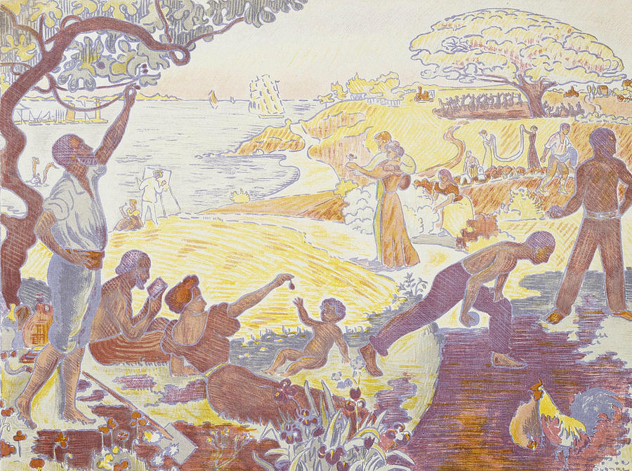 Paul Signac - In the Time of Harmony - The Joy of Life - Sunday by the Sea Relief by Paul Signac