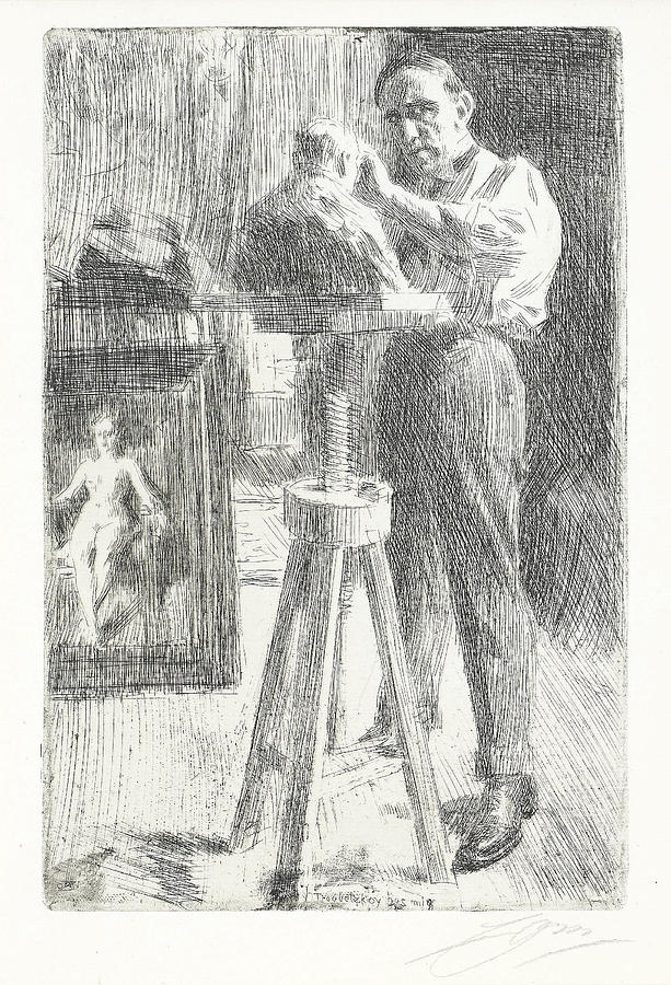 Paul Troubetzkoy I Drawing by Anders Zorn