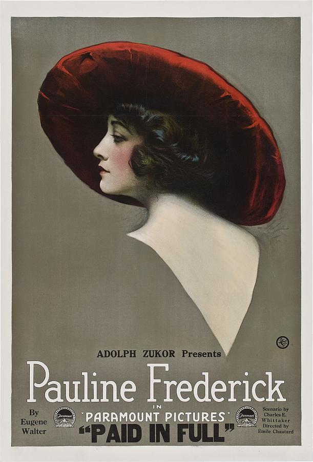 Movie Drawing - Pauline Frederick in Paid in Full 1919 by Mountain Dreams