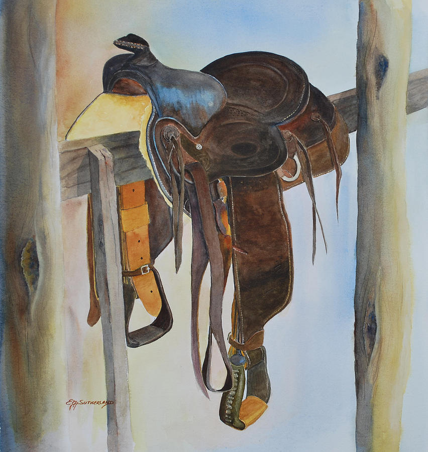 Saddle Painting - Pauls Refinished Saddle by E M Sutherland