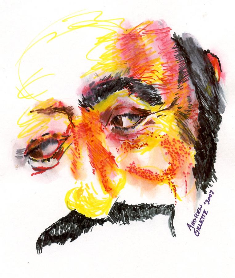 Pavarotti Sketch No. 1 Drawing by Andrew Gillette