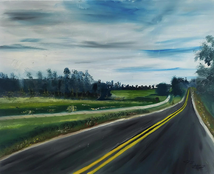 Paved road Painting by Jessie Henry
