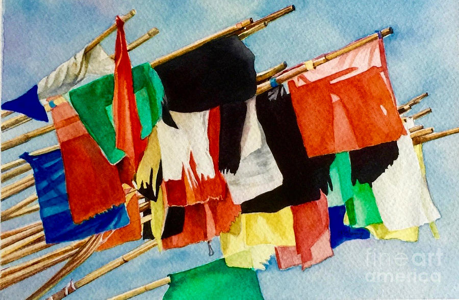 Flag Painting - Pavillons by Francoise Chauray