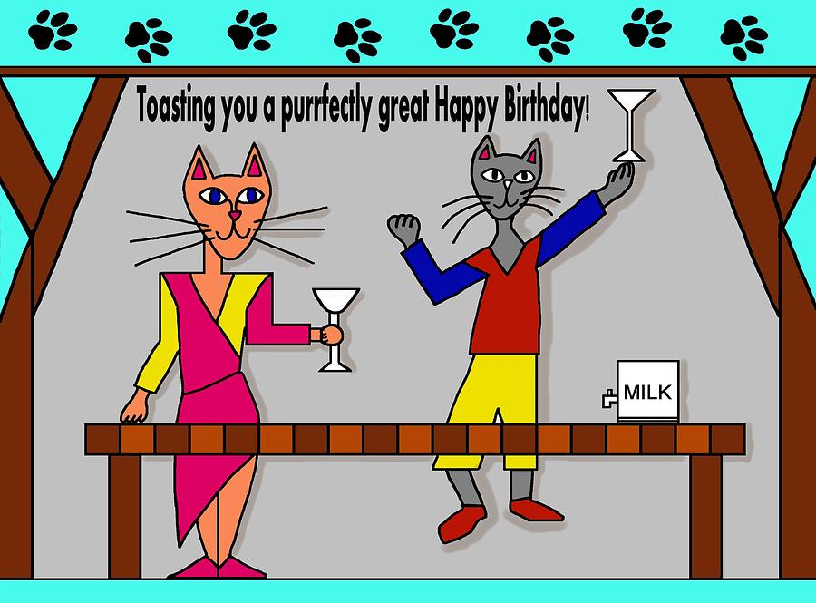 Paw and Claw BDay card Digital Art by Laura Smith