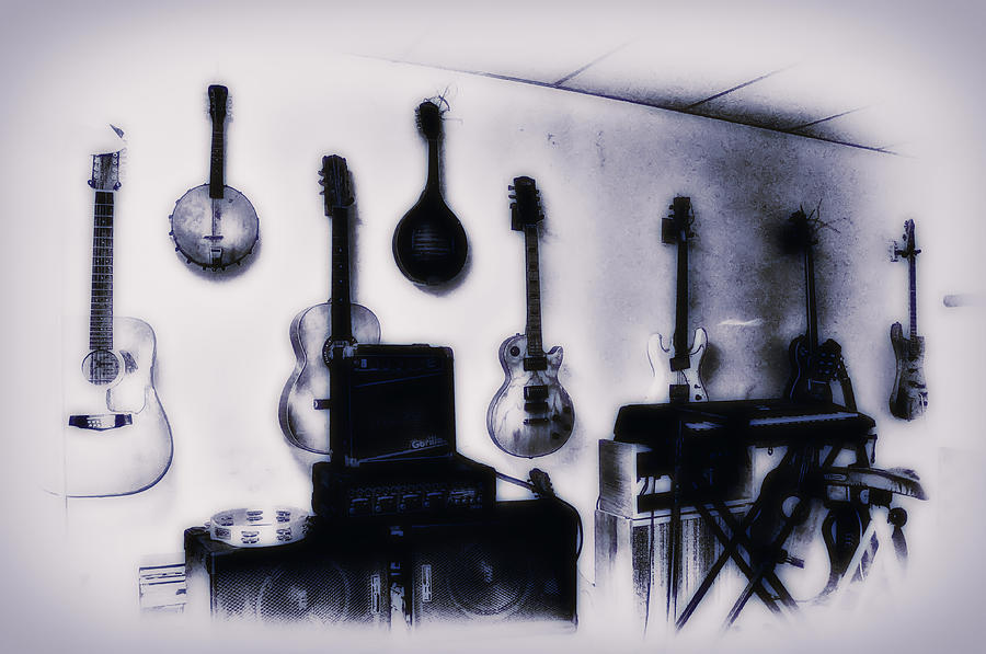 Music Photograph - Pawn Shop Guitars by Bill Cannon