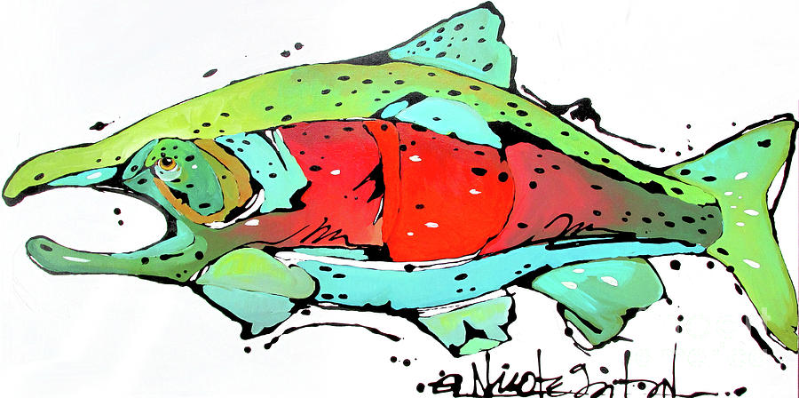 Payne the Salmon Painting by Nicole Gaitan