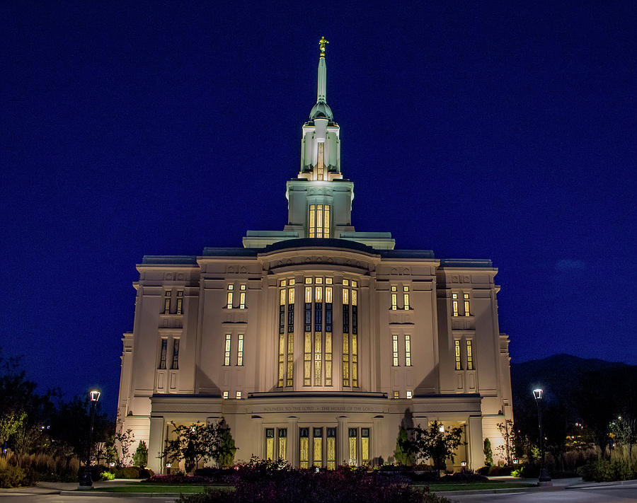 Payson Temple at Night Photograph by K Bradley Washburn