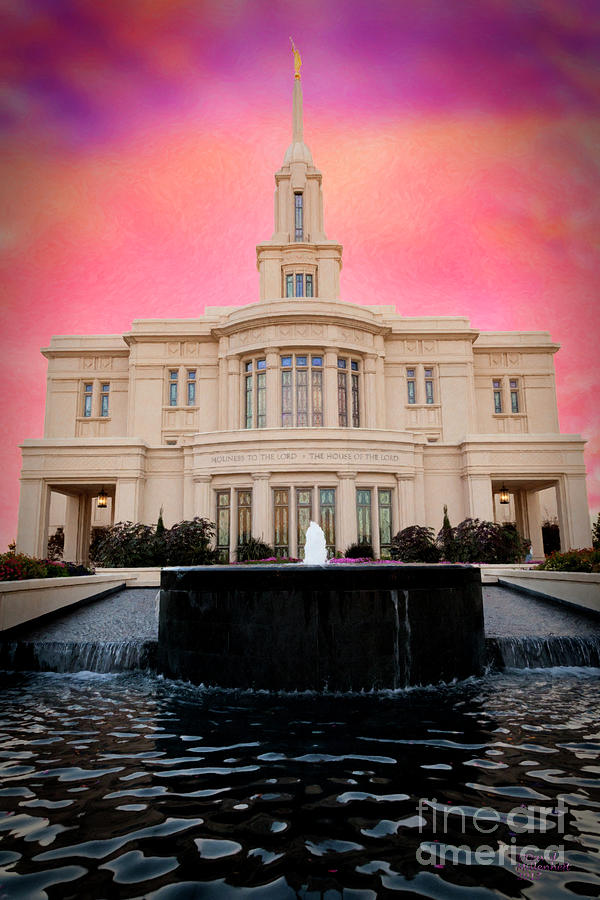 Payson Temple Mixed Media by David Millenheft