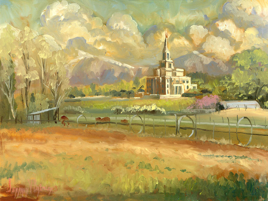 Payson Temple plein air Painting by Jeff Brimley