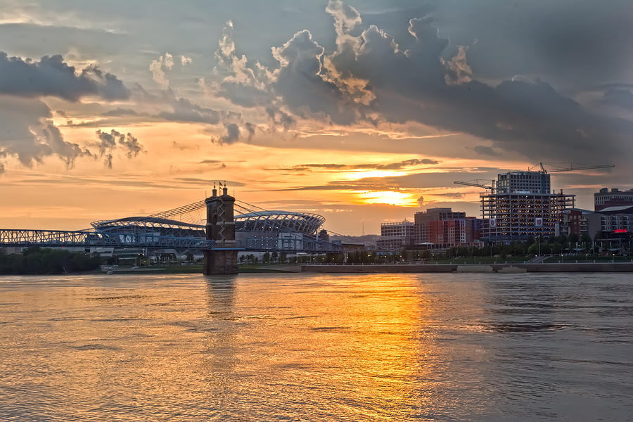 Cincinnati Photograph - PB Stadium Sunset by Randall Branham