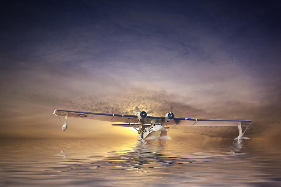 Airplane Photograph - PBY Catalina sunset by Rob Lester