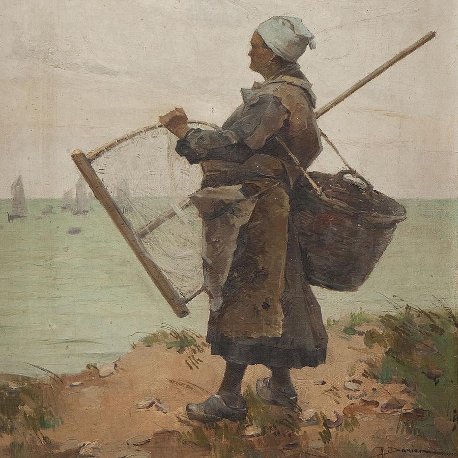 Man Painting - Pcheuse bretonne by Henri Gaston DARIEN
