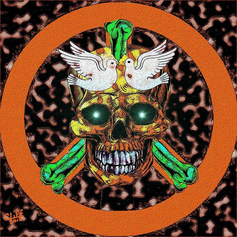Skull Painting - Peace an Oxymoron by Cliff Wilson