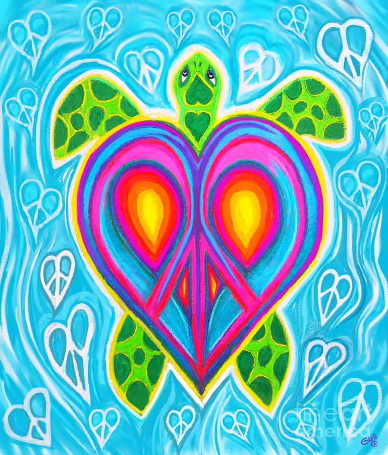 Peace Heart Sea Turtle Digital Art by Nick Gustafson