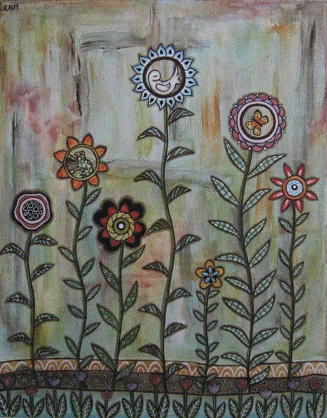 Peace in the Garden Painting by Rain Ririn